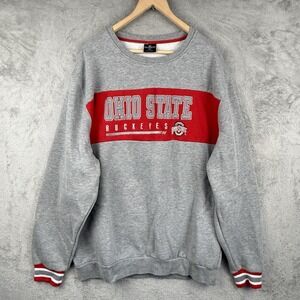 Colosseum Ohio State Buckeyes Sweatshirt Mens 2XL Gray Red Crewneck Embroidered